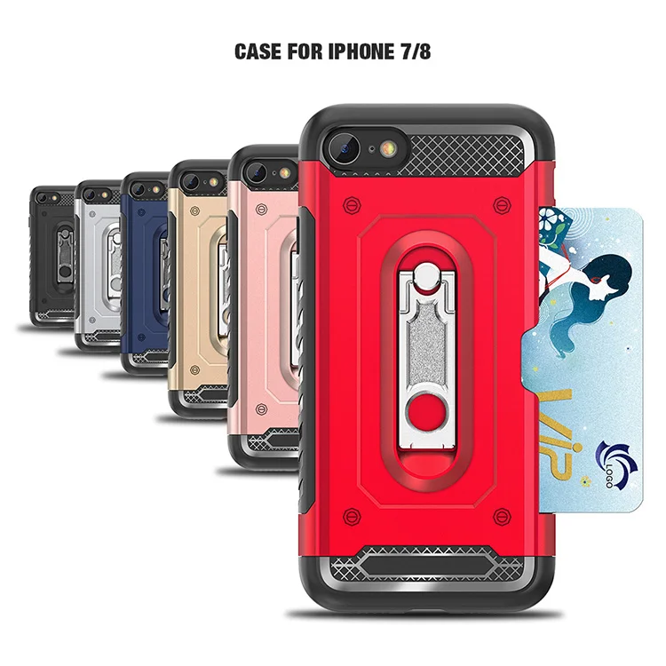 Броня чехол для Apple IPhone6 7 8 Мягкие TPU + Жесткий PC металлическая подставка держатель