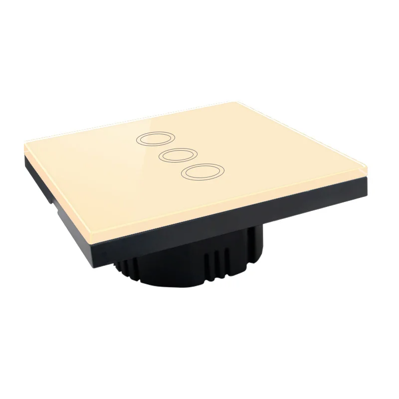 EU/UK Standard Vhome Touch Switch 3 Gang 1 Way Gold Crystal Glass panel Light Screen Wall For LED Lighting | Обустройство дома