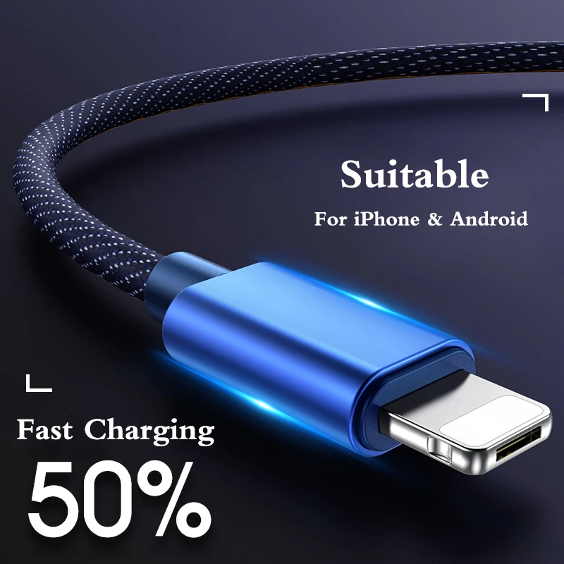 Адаптер для быстрой зарядки 2 в 1 ковбойский плетеный кабель Micro USB Samsung Xiaomi Huawei
