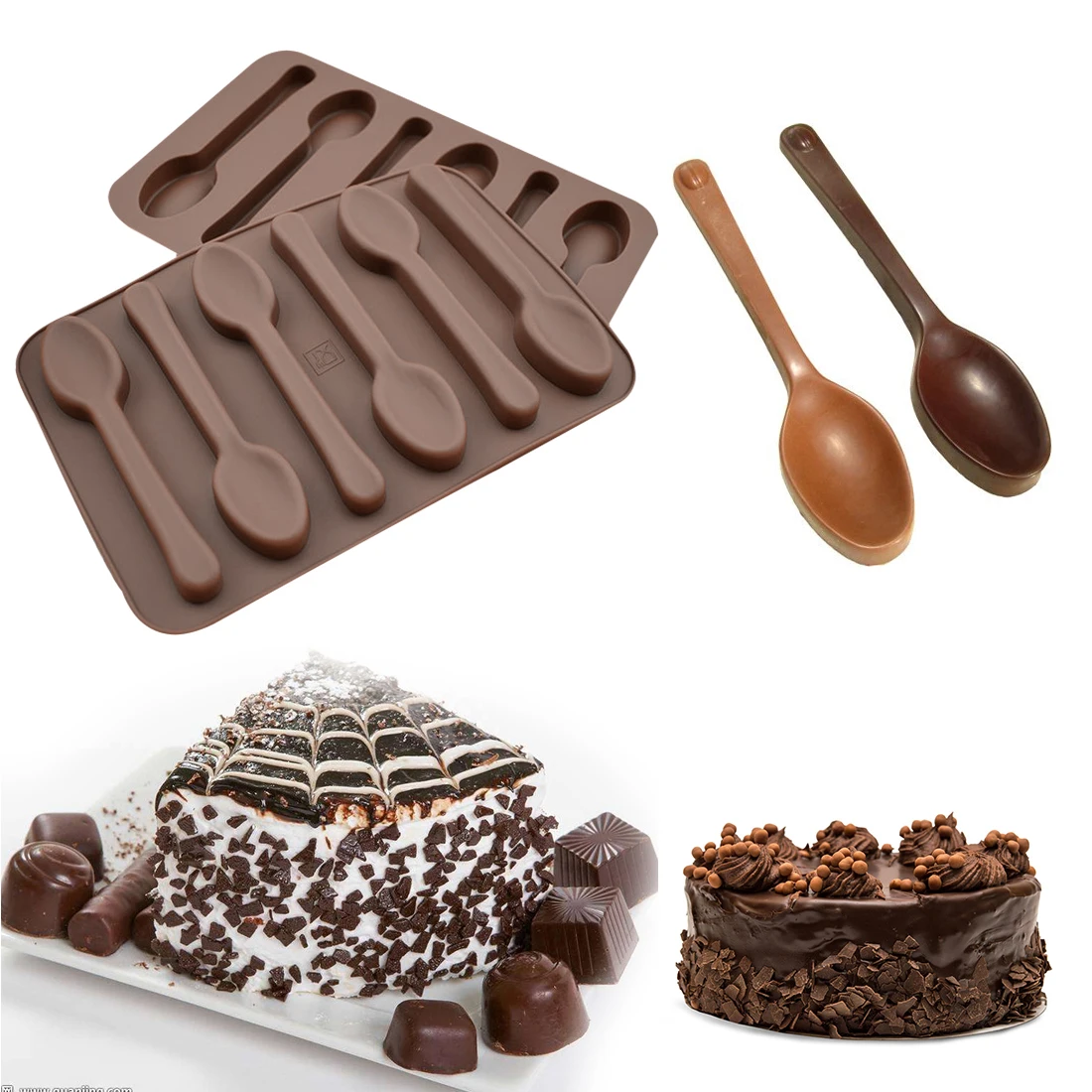 Silicone 6 Holes Spoon Shape Fondant Mould Cake Decorating Tools 1PC Chocolate Mold Baking Kitchen DIY Jelly Candy Soap | Дом и сад