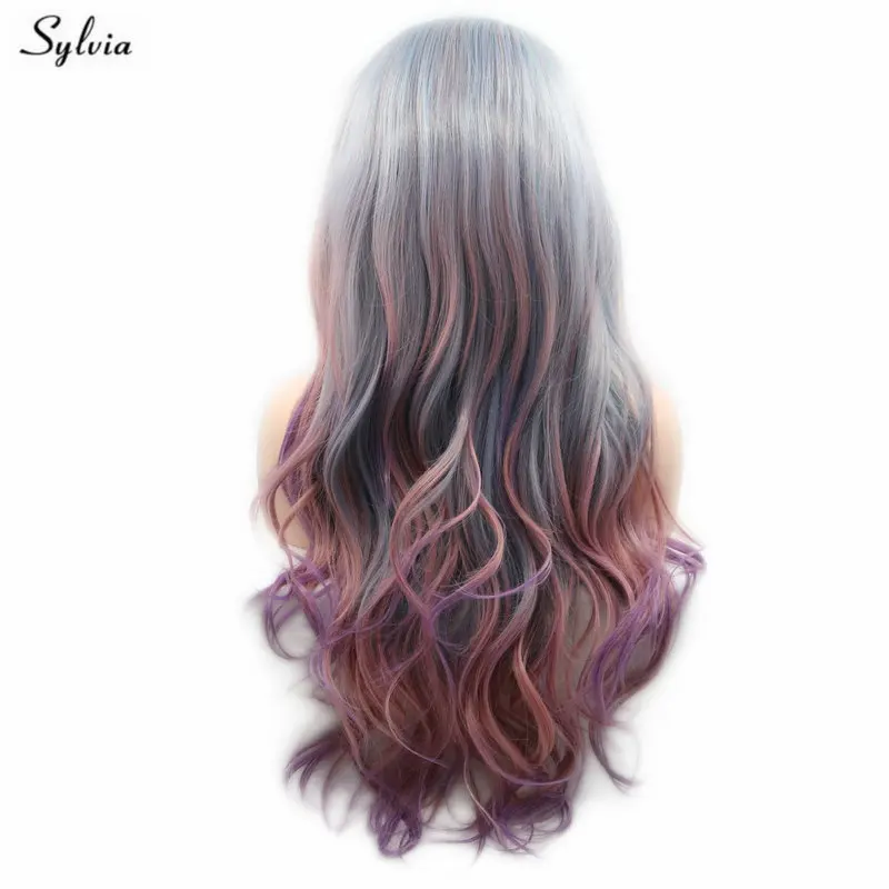 Sylvia объемная волнистая смесь цвета/серый фиолетовый розовый парик для девочек