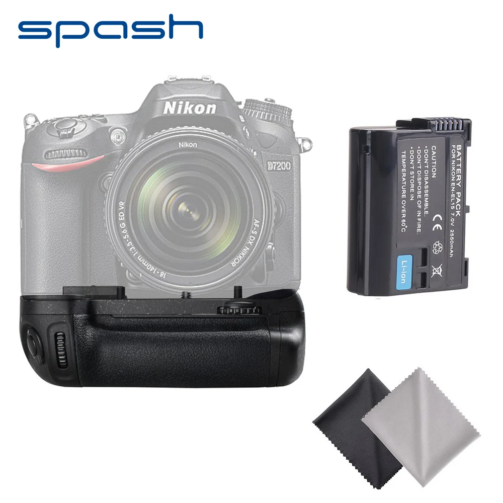 Spash вертикальный Батарейная ручка держатель с 1 шт. EN-EL15 Батарея для Nikon D7100 D7200