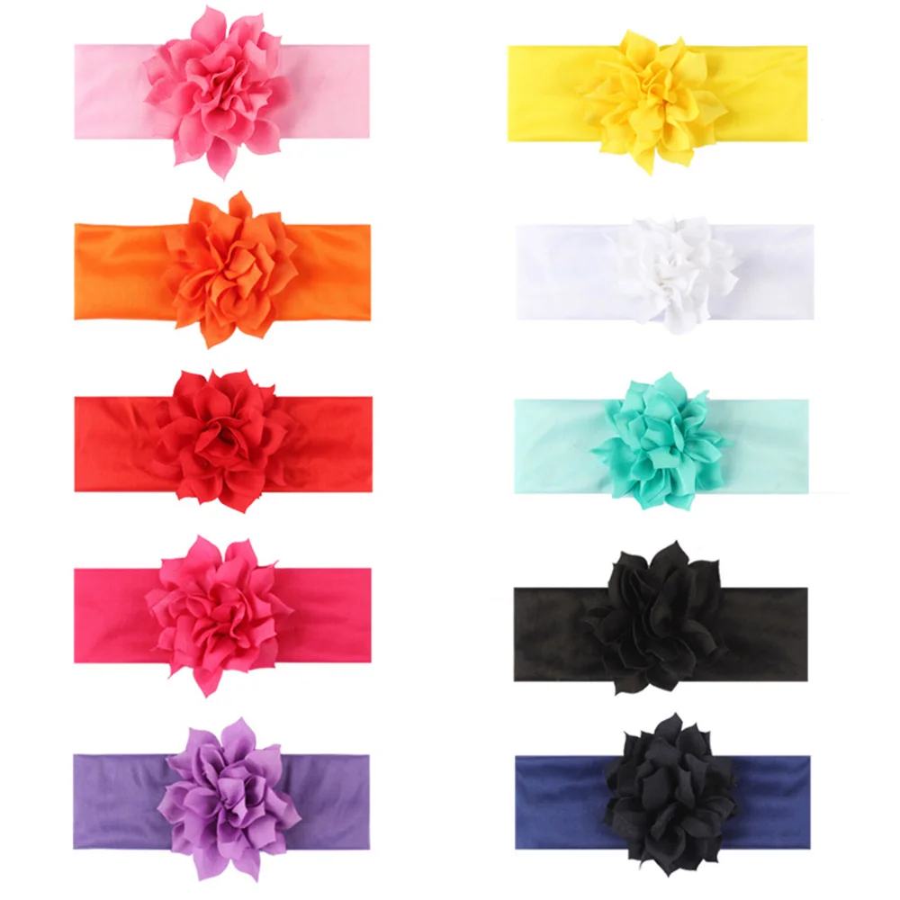 

Lotus Leaf Flower Shape Turban Elastic Headband Children's Solid Color Headband