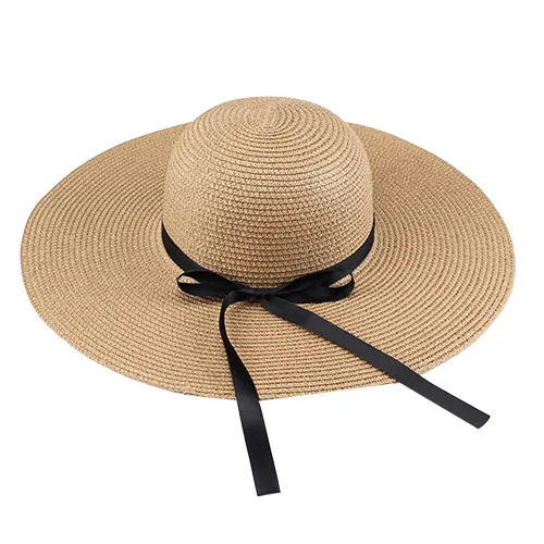 FURTALK Летние Соломенные Шляпы для Женщин Мода Дизайн Женщины Beach Sun Hat с Складной Наполнянный До Краев - Цвет: Хаки