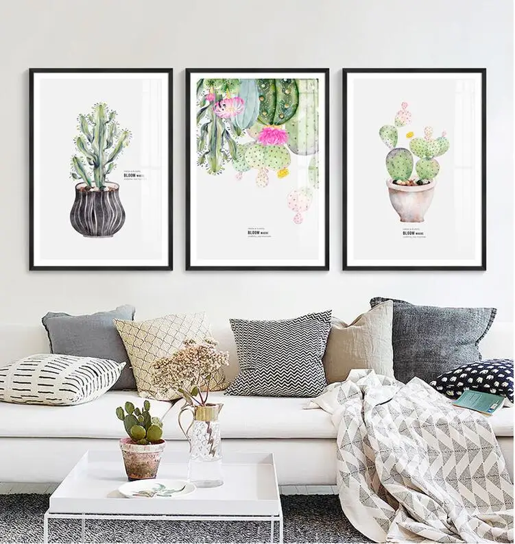 Watercolor plants Canvas Painting Black and White Poster Print Nordic Kids Wall Art Pictures For Living Room Interior KKY | Дом и сад