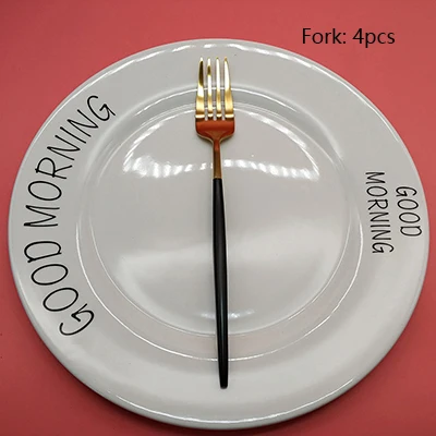 Fork 4pcs Горячая Распродажа 4 шт Черное золото столовая посуда 304 нержавеющая сталь нож вилка ложка палочки для еды Столовые приборы кухонная посуда столовые приборы набор столовых приборов - Цвет: Fork 4pcs