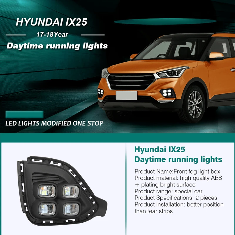 ROADOT 4 глаза DRL для hyundai Creta IX25 2017 2018 12 В светодиодный фонарь Южноамериканская версия