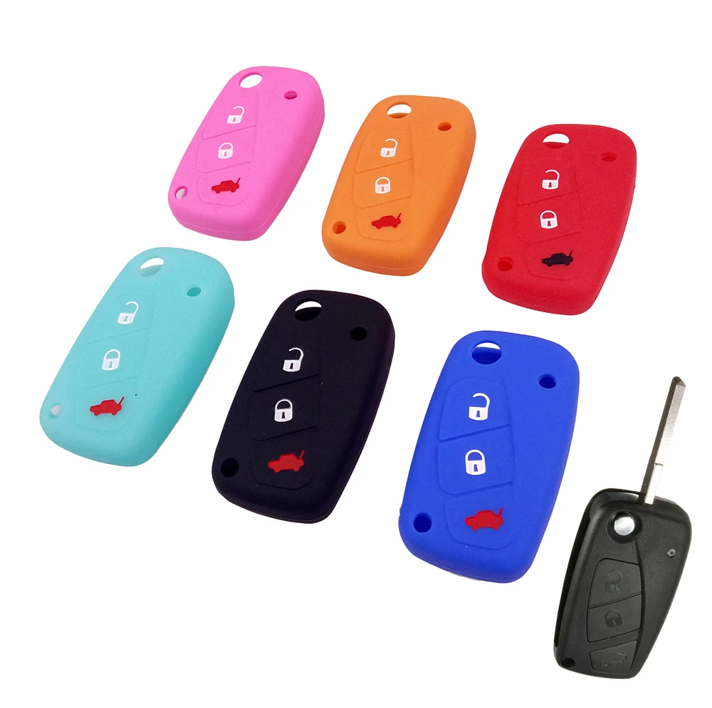 3 кнопки флип силиконовый чехол для ключей Fob Fiat Panda Idea Stilo Punto Ducato Bravo 500 Doblo Grande