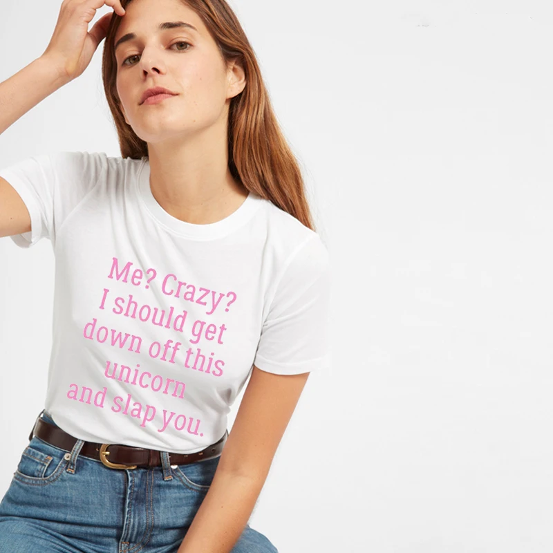 LUSLOS новая хлопковая Смешанная розовая футболка с единорогом и буквенным принтом