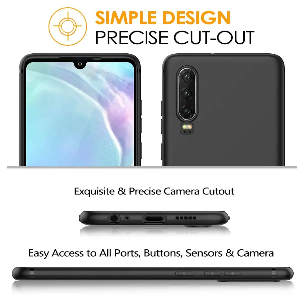 Для Huawei P30 Pro Чехол черный ТПУ чехол матовый для телефона отделка тонкий профиль