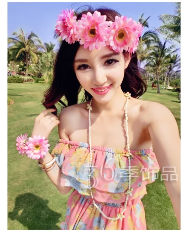 В богемном стиле Стиль венок Цветочная Свадебная Корона Венок лоб волос повязка