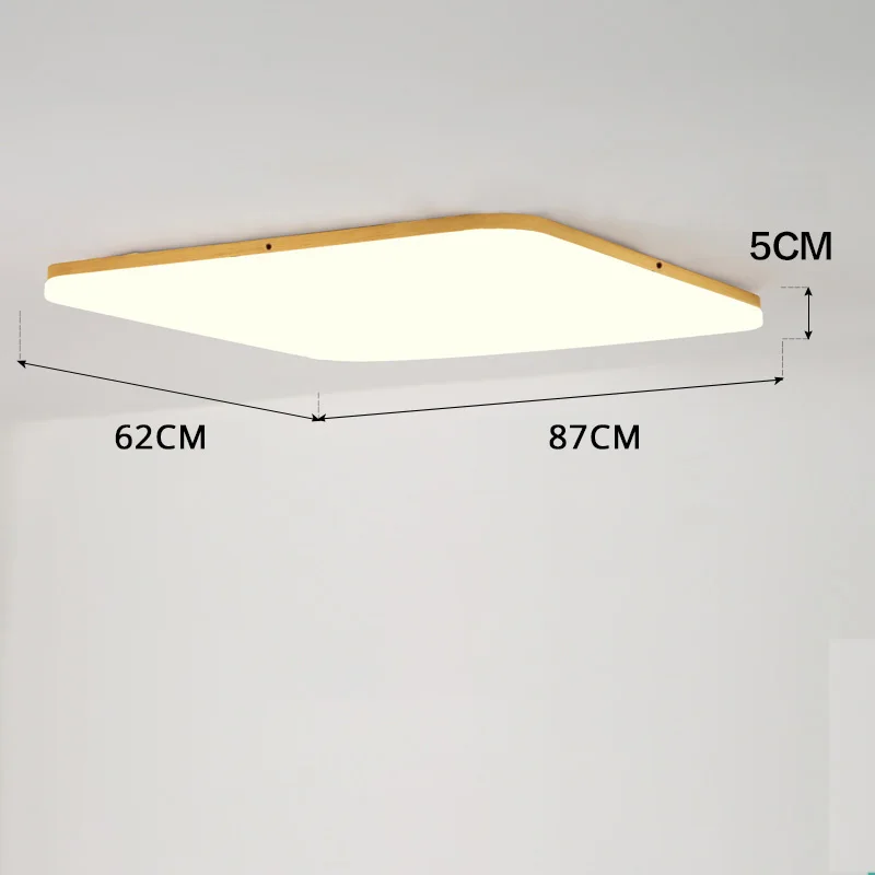 87x62cm 70w led Скандинавский деревянный светодиодный потолочный светильник s Ультратонкий 5 см потолочный светильник для гостиной спальни потолочный светильник круглый/квадратный люстра потолочный светильник - Цвет корпуса: 87x62cm 70w led
