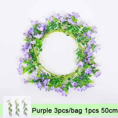 purple 150 см Лилии Искусственные Цветы Строка Висит Стене Висит Орхидея Гавайи Свадебные Принадлежности Украшения Поддельные Цветы Ротанга - Цвет: purple