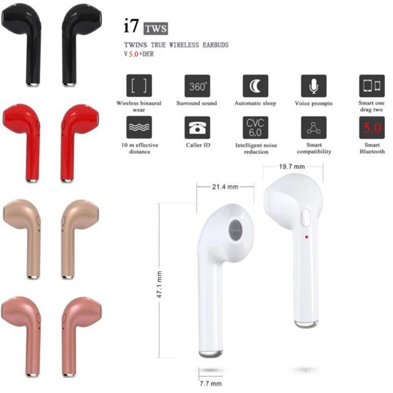 I7 i7s TWS auriculares inalambricos беспроводные наушники Bluetooth вкладыши для iphone гарнитура