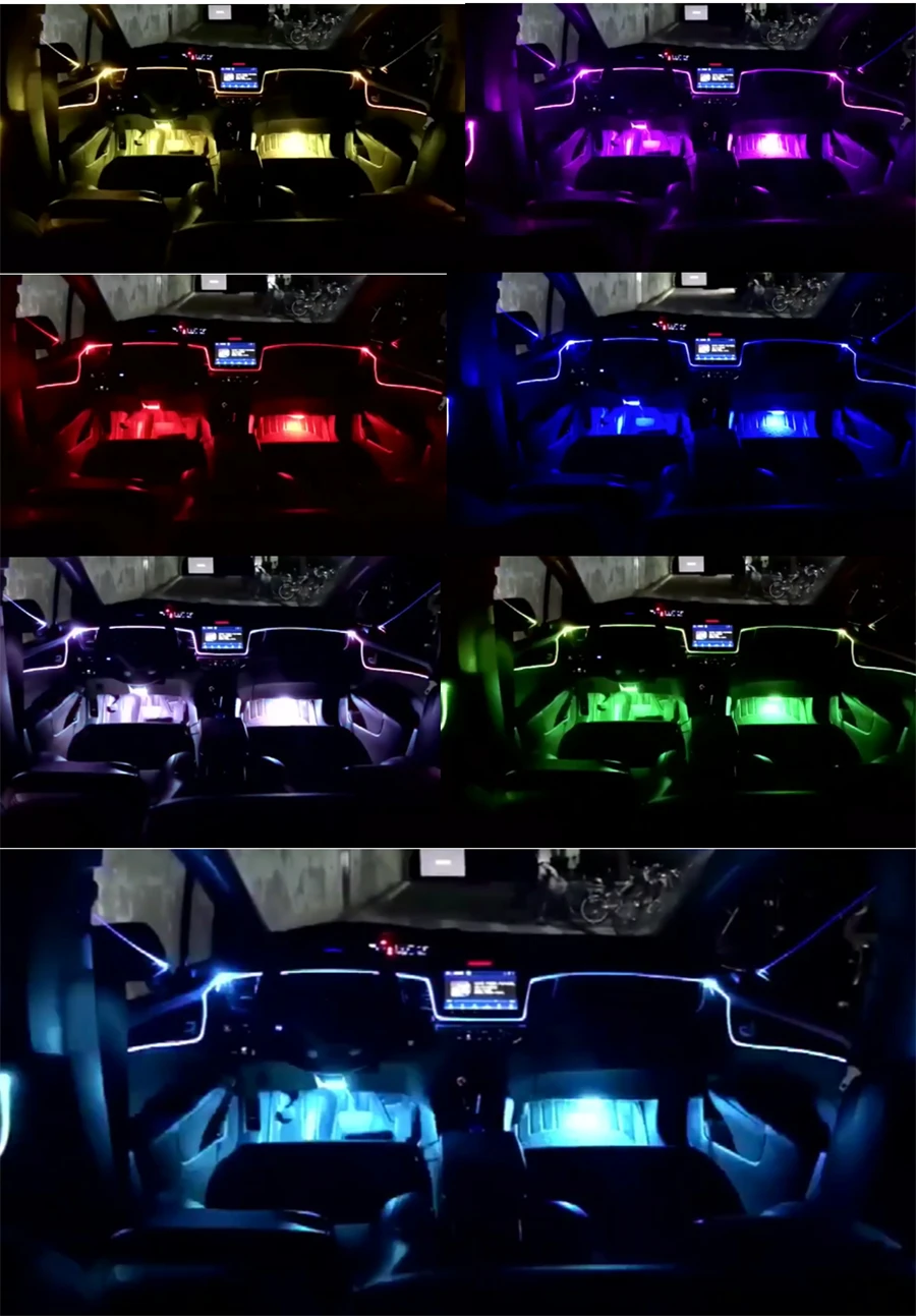 12 В декоративные атмосферные лампы 10 в 1 RGB светодиодный светильник 8 м для украшения интерьера автомобиля волоконно-оптический светильник