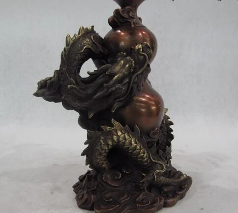 1449 8 Китай Королевский Дворец Медь Бронза Фэн-Шуй Дракон шпагат Бутылка Горшок