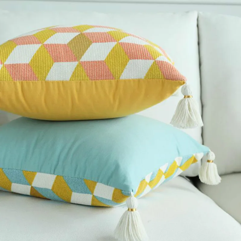 Чехол для подушки DUNXDECO геометрический рисунок 45x45 см