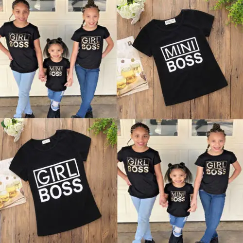 Family Mini Boss Tops Matching Outfits Women Mom Baby Kids T-shirt Shirt Blouse Clothes | Мать и ребенок