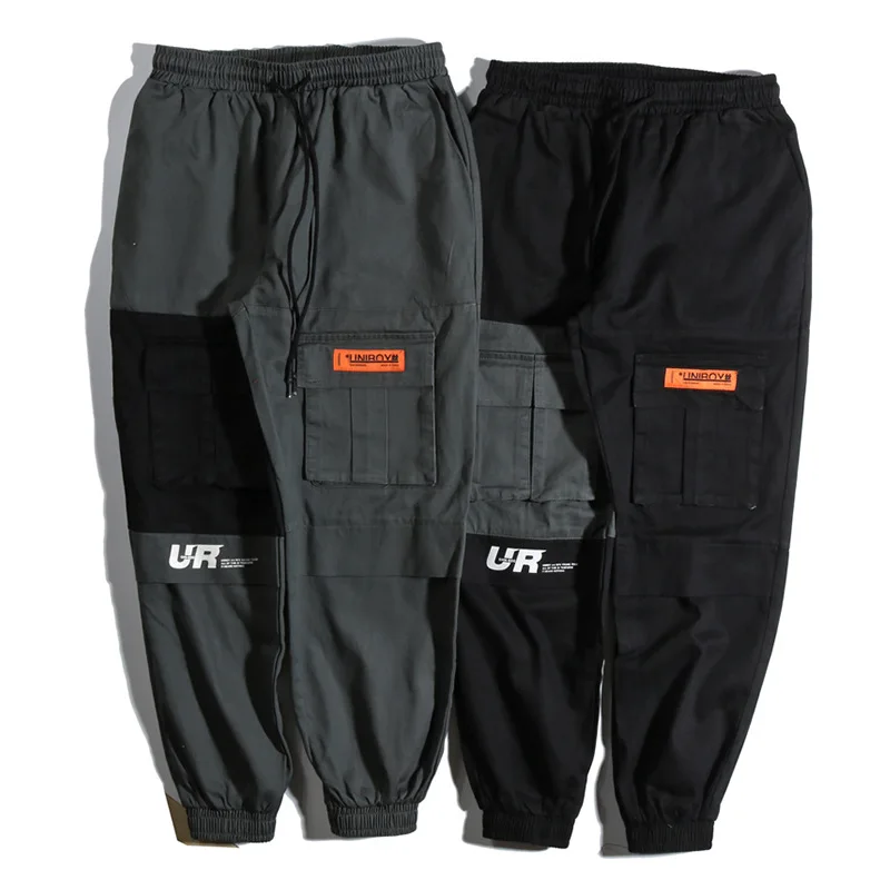 Мужские брюки карго в стиле хип хоп винтажные шаровары с карманами повседневные