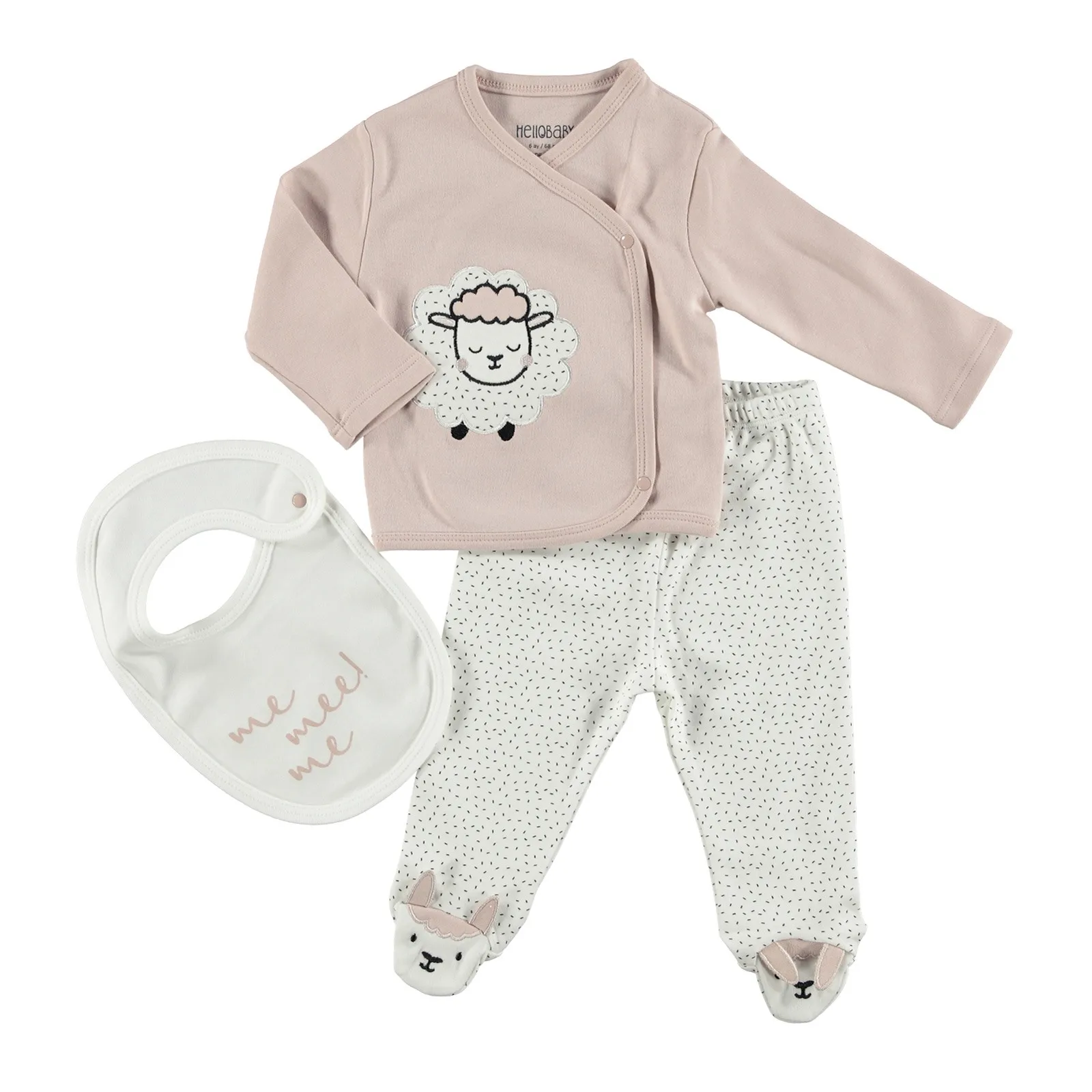 HelloBaby овечка вышитое боди шляпа брюки комплект из 3 предметов |
