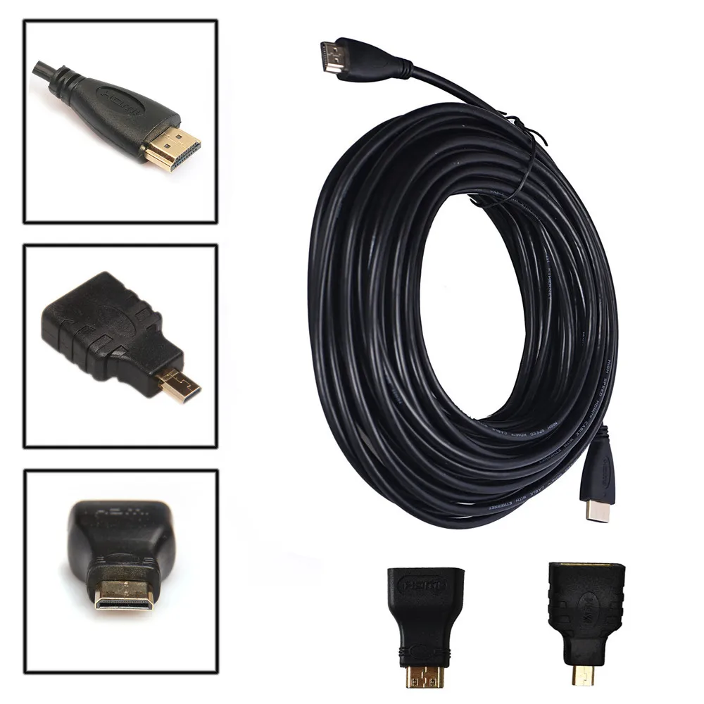HIPERDEAL 10 м 3в1 HDMI к HDMI/Mini/микро адаптер кабель комплект HD для планшетных ПК ТВ Прямая