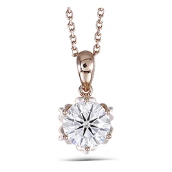 18K Necklace DovEggs 18K 750 розовое золото 1CTW 6,5 мм F цвет Муассанит подвеска в форме цветка ожерелье с 1" дюймов 18K розовое золото цепь - Цвет камня: 18K Necklace