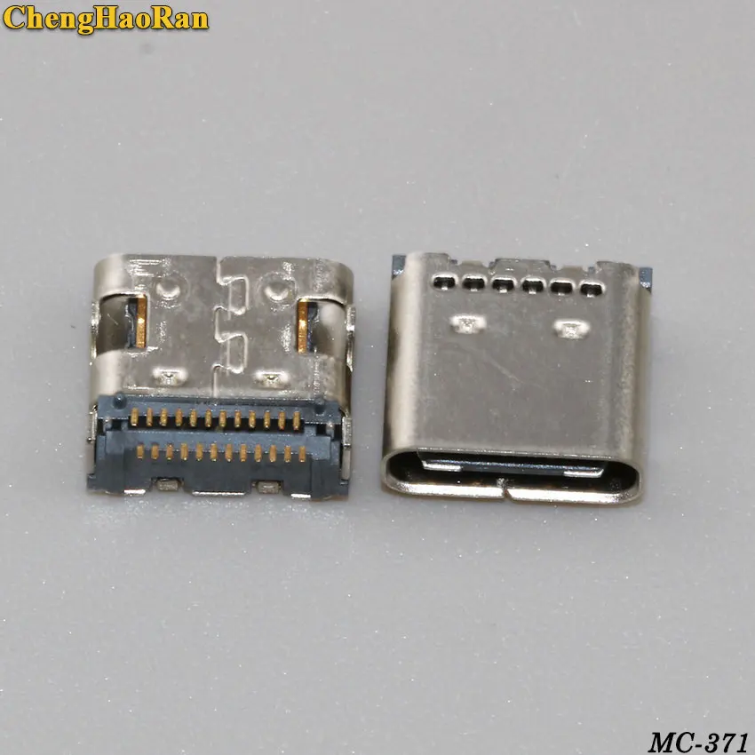 

ChengHaoRan 1pcs 24P USB 3.1 Type-C Connector 24 Pin Receptacle Right Angle Type C PCB SMT Dual Row Tab Female Socket