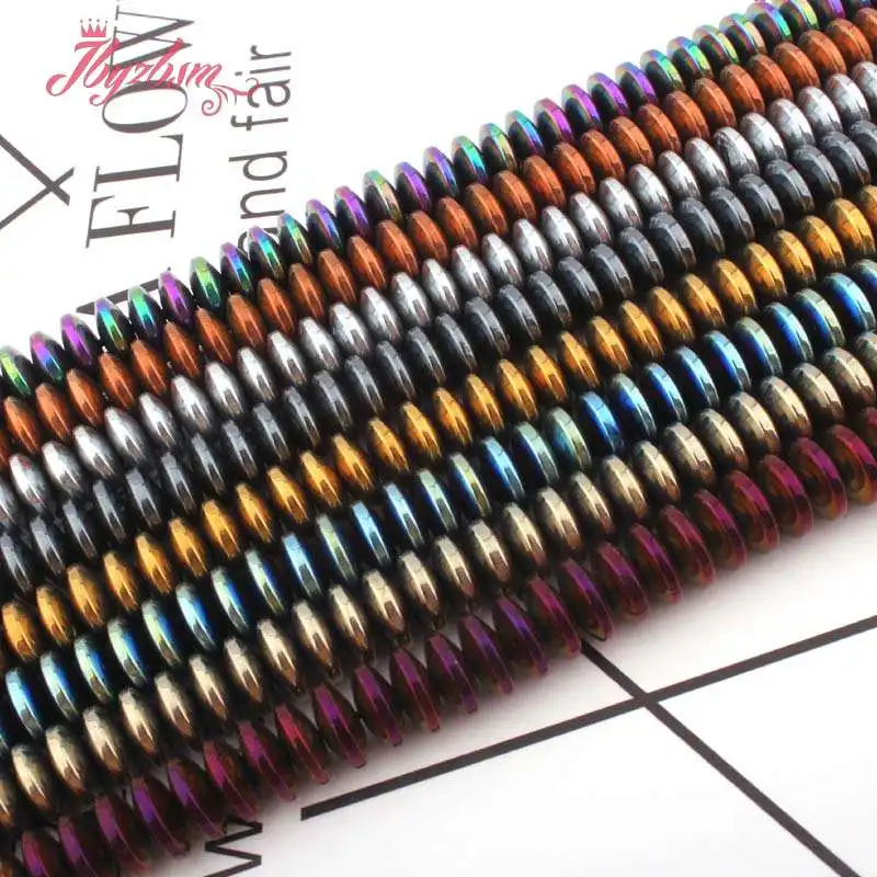 3x8mm Smooth Rondelle Shape Bead Hematite No Magnetic Natural Stone Beads For Necklace Bracelet Jewelry Making 15&quot Free Shipping |