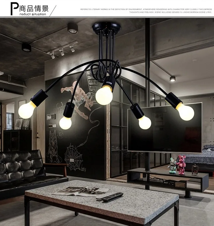 Лампа E27 Потолочная черная с цоколем 3/5|abajur luminaria|led ceiling light fixturesmodern led |