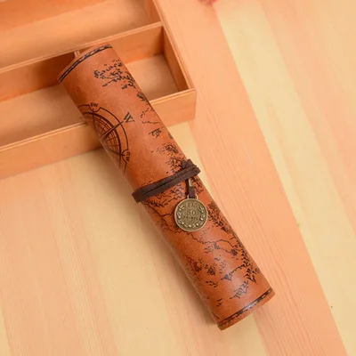 planar brown Хит, винтажный кожаный чехол-карандаш, сумка для школы, карта с сокровищами, Детские вечерние принадлежности, школьные принадлежности, чехол-карандаш, подарок - Цвет: planar brown