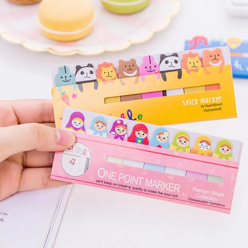 1 шт. Kawaii Канцелярские заметки закладки для блокнота креативные милые животные Липкие заметки школьные принадлежности бумажные наклейки