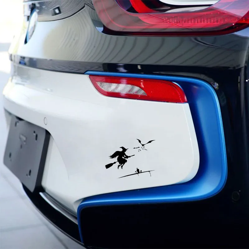 Интересный Хэллоуинский стикер для автомобиля силуэта злой ведьмы QYPF 16.3*11.7 графика из винилового материала C16-2336.
