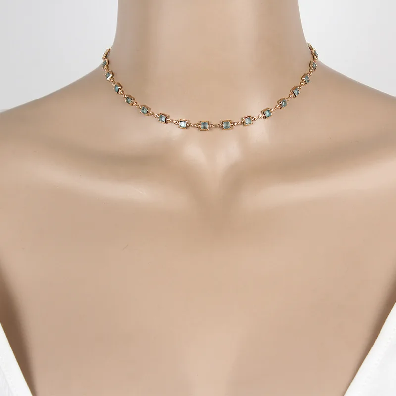 Acrylic Imitation Gem Women Choker Necklace Female 2018 Fashion Jewelry Ladies Party Necklaces New Style Gold Silver Color | Украшения и