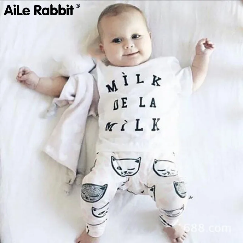 

Baby Clothes Boy Suit Infant Letters INS Europe And America Suit Short-sleeved T-shirt Pants 2 Piece Suit k1