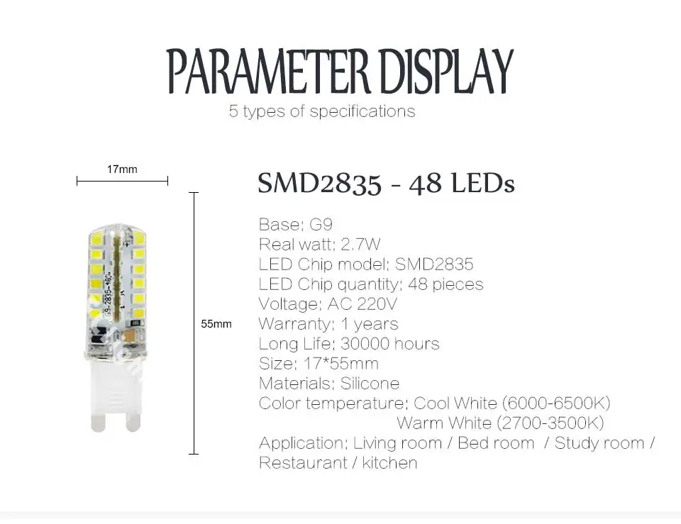 10 шт./лот светодиодный G9 лампа AC 220V G9 светодиодный лампы SMD2835 3014 48 64 104 светодиодный s лампада светодиодный 360 градусов заменить галогенные лампы
