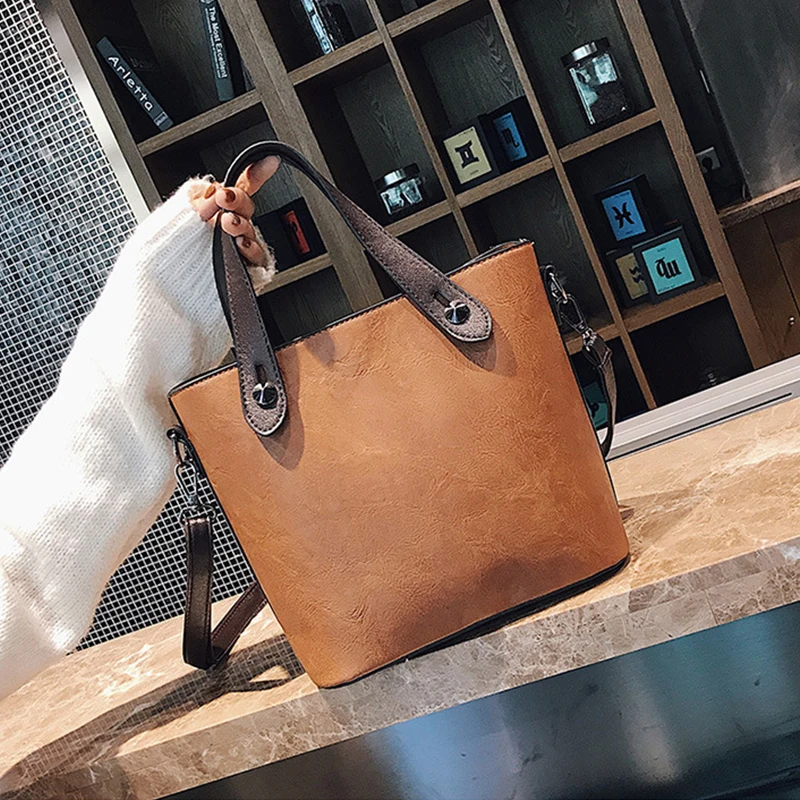 Rxs&ampcc New Retro Women's Tote Bag Casual Wild Shoulder Fashion Diagonal Large-capacity Bucket |