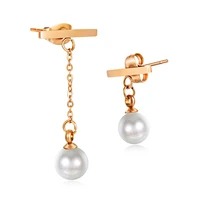 2019 fashion jewelry imitation pearl stud earrings for women office lady rose gold color earrings female accessories wholesale