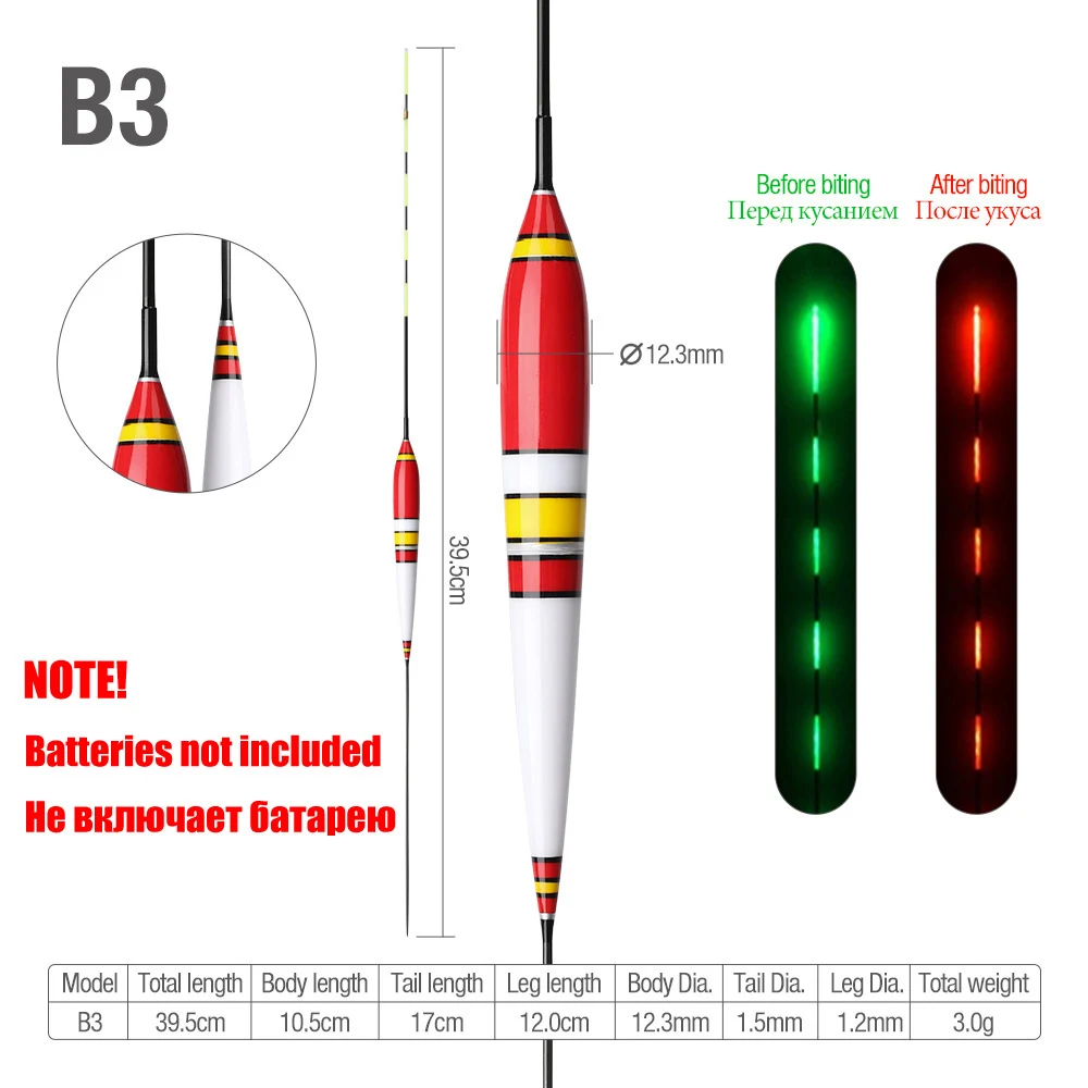 B3 (NO Battery) DONQL поплавок для рыбалки, умный светодиодный светильник, буй для укуса рыбы, автоматически напоминающий светящийся поплавок, Электрический рыболовный буй без батареи - Цвет: B3 (NO Battery)