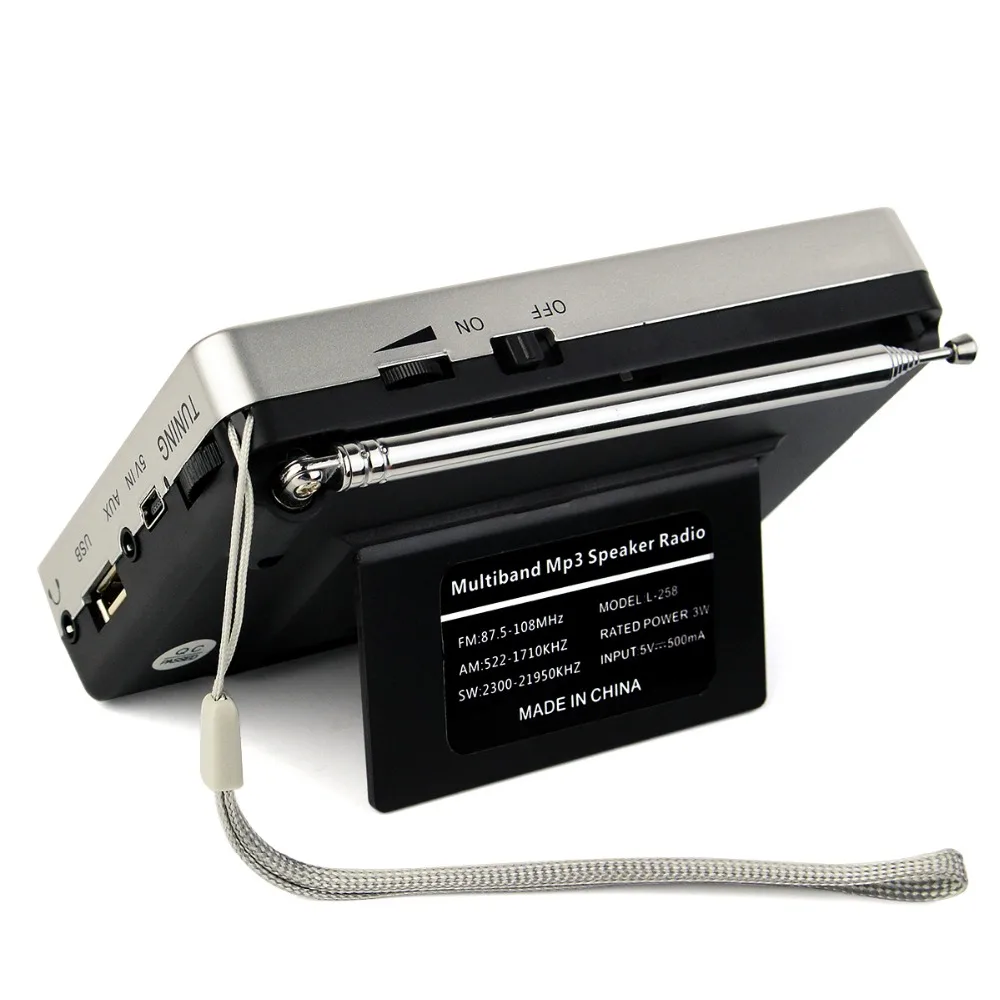 Портативный радиоприемник RETEKESS TR603, FM/AM/SW, поддержка Micro-SD карт, usb-драйвер, AUX вход, mp3-плеер, динамик с перезаряжаемой батареей