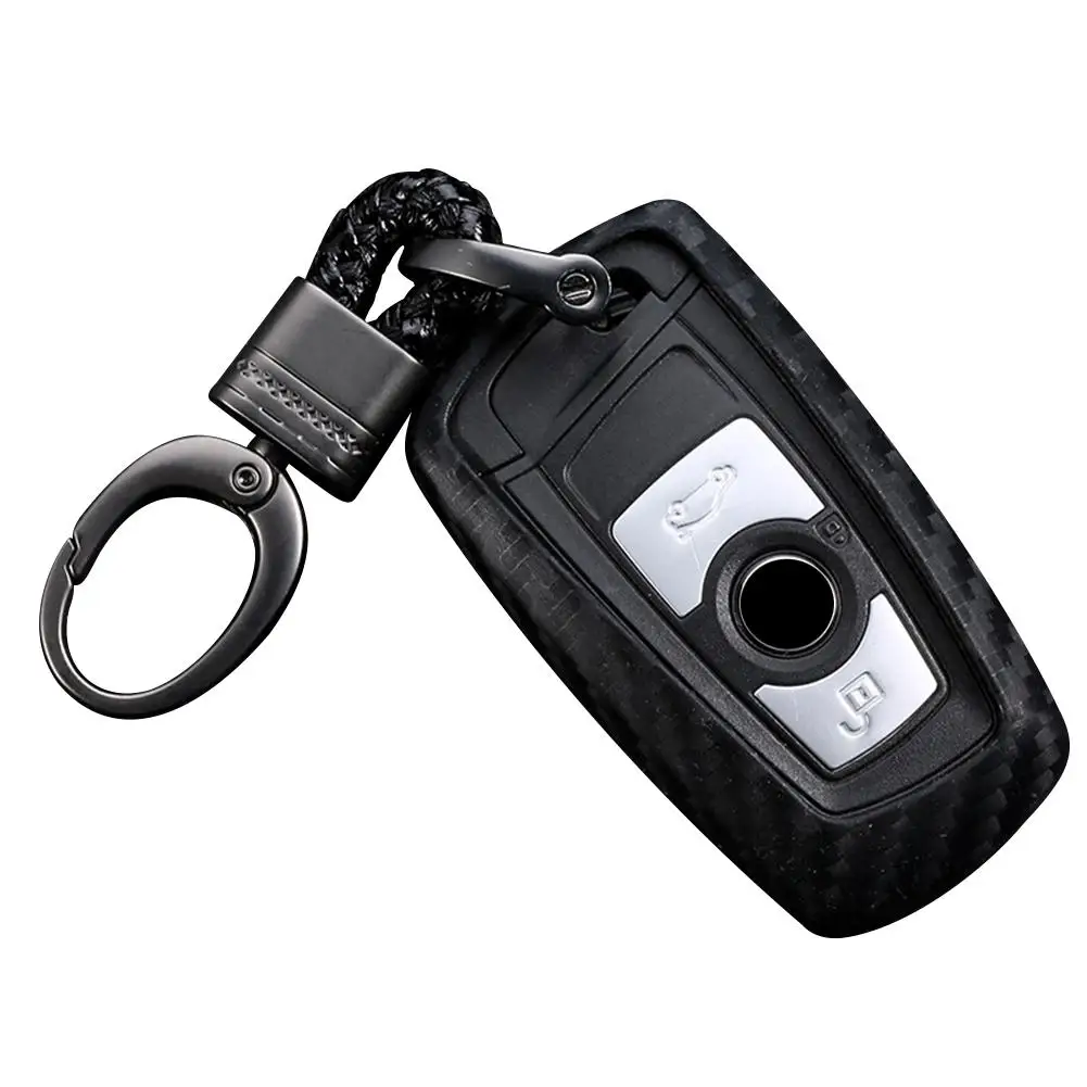 Leather Carbon Fiber Style Key Fob Car Remote Case Chain Accessories Cover Ring For Jeep Dodge Chrysler | Автомобили и мотоциклы