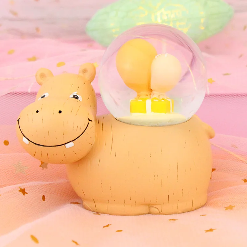 yellow hippo Креативный хрустальный шар украшение для спальни мультяшный узор милый олень детские игрушки животные со светом студенческий Рождественский подарок - Цвет: yellow hippo