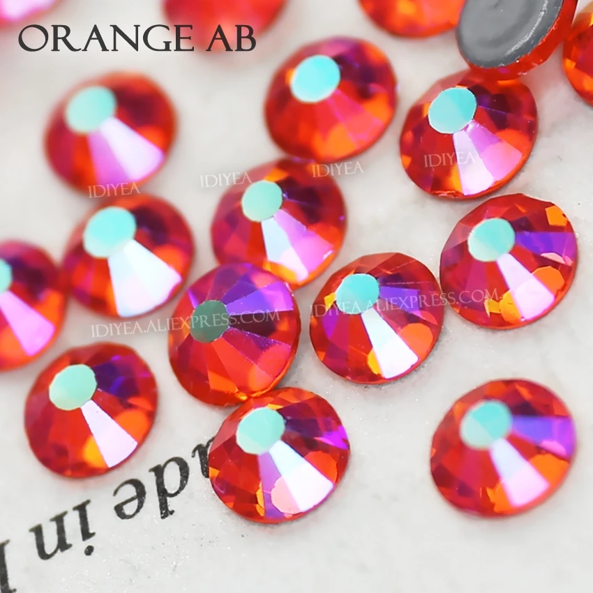 Оранжевые стразы AB с плоской задней стороной горячей фиксации кристалл страз