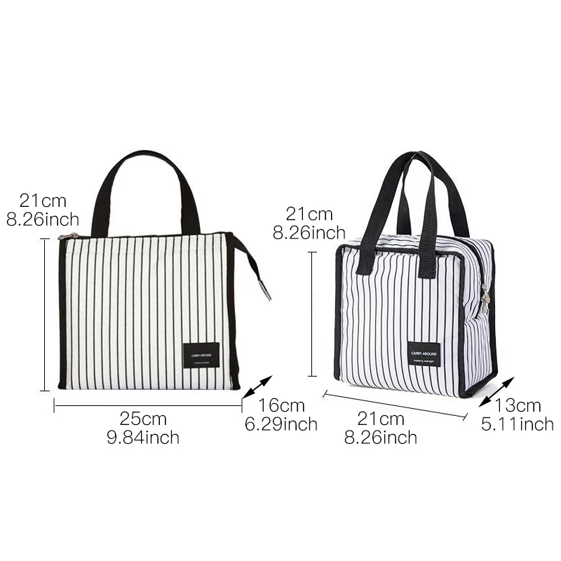 Mini Portable Insulation Lunch Bag Nylon Stripes Picnic Storage For Food Heat Cool Preservation Case Women Thermal Tote | Дом и сад