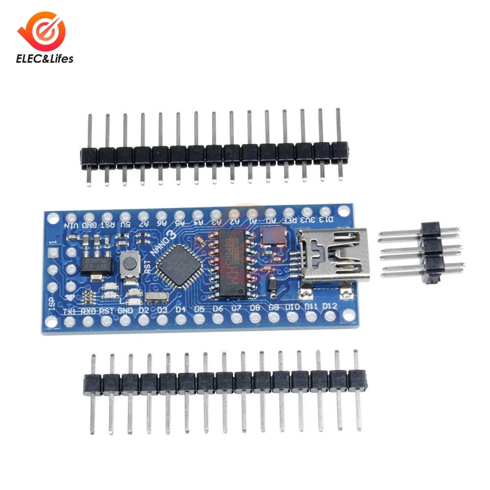 Фото Плата преобразователя Mini USB Nano V3.0 3,0 ATmega168 CH340 CH340G UART-USB для Arduino NANO V3 16 МГц, модуль микроконтроллера 3,3 в-5 в №3