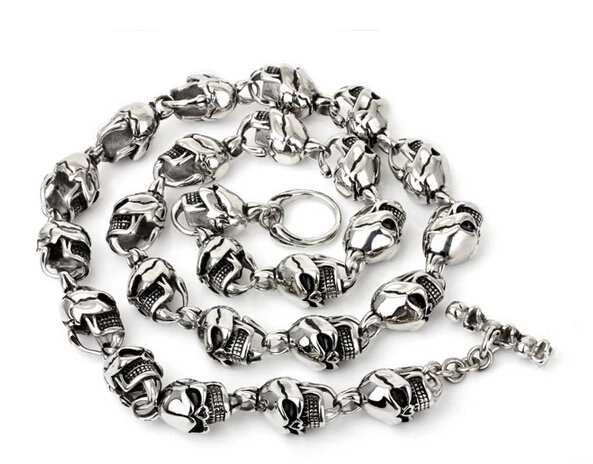 HipHop 316L Stainless Steel Mens Rock Biker Jewelry Huge Titanium Long Skull Skeleton Necklaces Gothic Heavy Punk Necklace | Украшения и