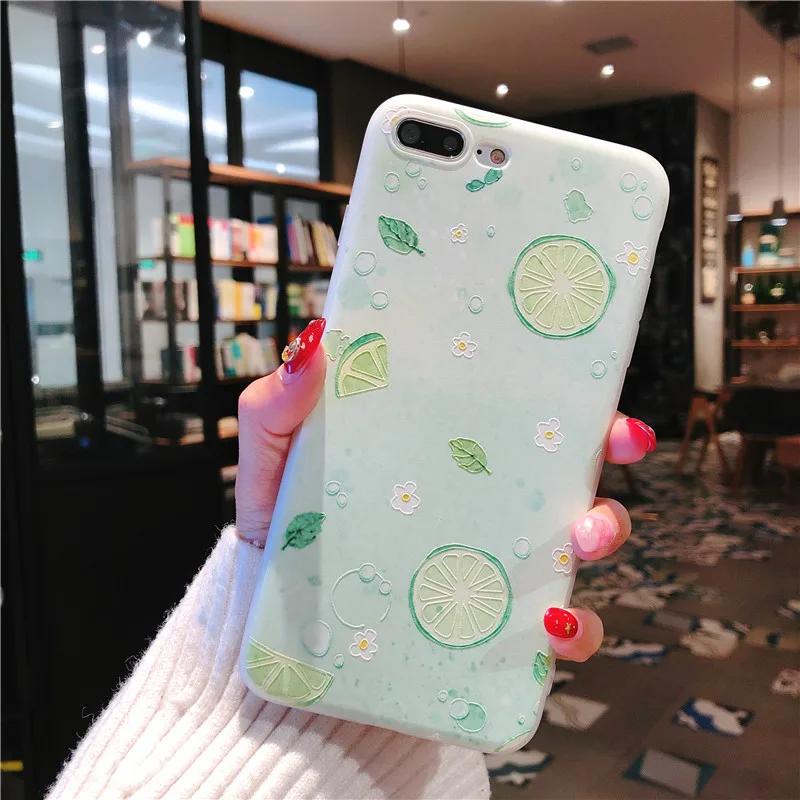 Fashion Cool Sumer 3D Lemon Fruit Design Patterned Soft TPU Frame Case for iphone8 7 6 6S PLUS X 5S 5 SE |