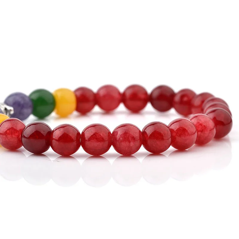 Браслет с красным гранатом тибетское серебряное покрытие женский браслет 7