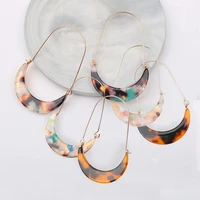 fashion tortoise color leopard print acrylic acetic acid sheet geometric circle square long drop earrings for women