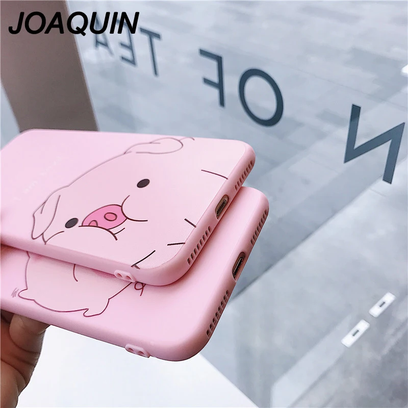 Cartoon Pink Cute Pigs Phone Case For iPhone Xs Max XR XS 6 6S 7 8 Plus X Funny letters Glossy Soft TPU Mobile Bags &amp |
