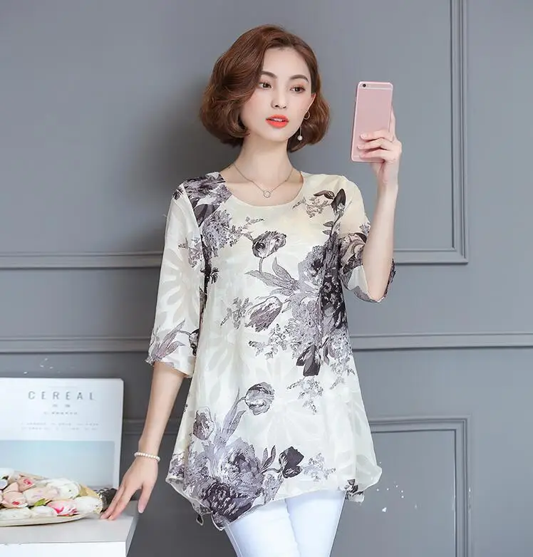 2017 винтажная женская элегантная блузка с цветочным принтом летние женские